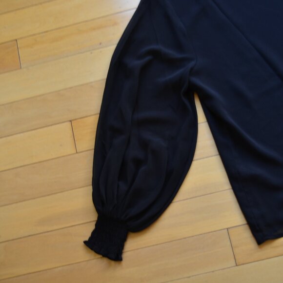 Chico's Chicos Square Neck Blouse Georgette Top Black NWT Size 3 US XL - Picture 10 of 11